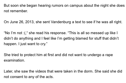 Brandon Vandenburg blames victim - he wants to cry